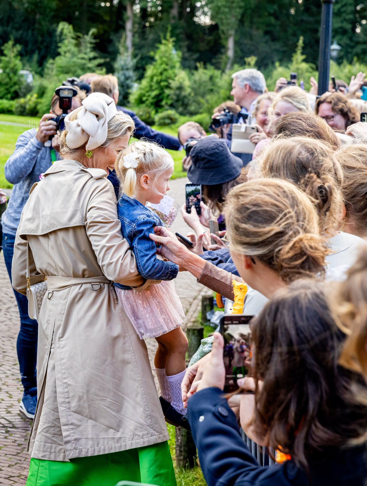 Queen Maxima of the Netherlands is pictured in Scherpenzeel during her regional visit to the Gelderse Valley on August 31, 2023 (Patrick van Katwijk/Getty Images)