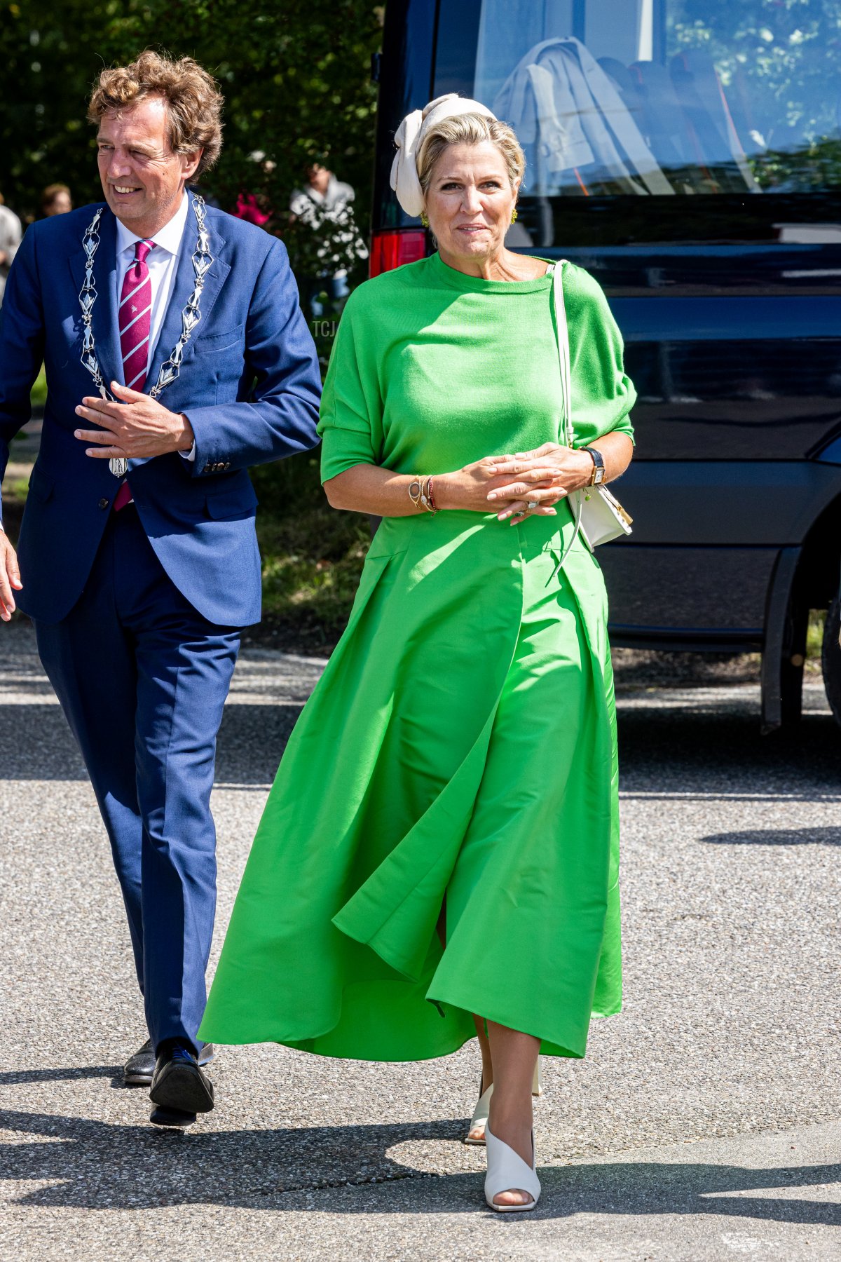 Queen Maxima of the Netherlands is pictured in Bennekom during a regional visit to the Gelderse Valley on August 31, 2023 (Patrick van Katwijk/Getty Images)