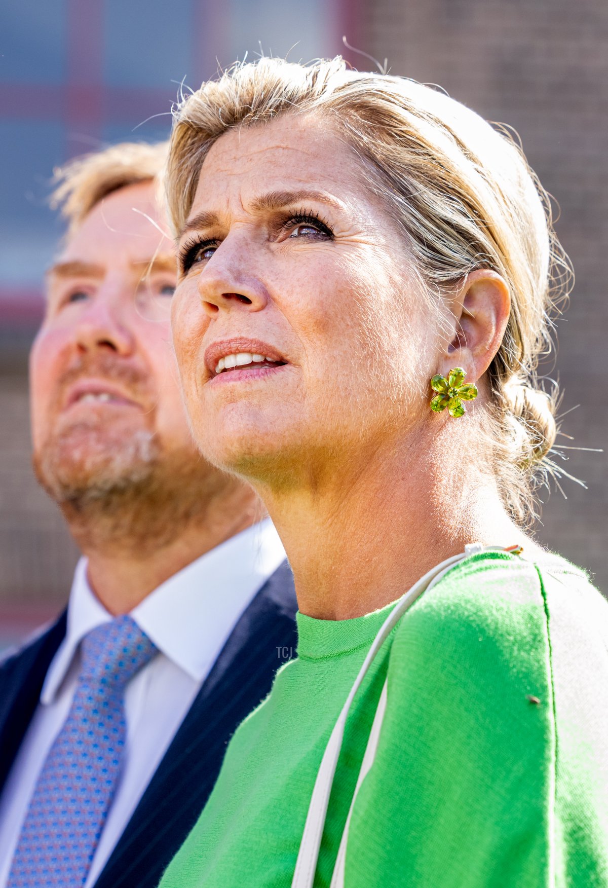 King Willem-Alexander and Queen Maxima of the Netherlands are pictured in Barneveld during their regional visit to the Gelderse Valley on August 31, 2023 (Patrick van Katwijk/Getty Images)