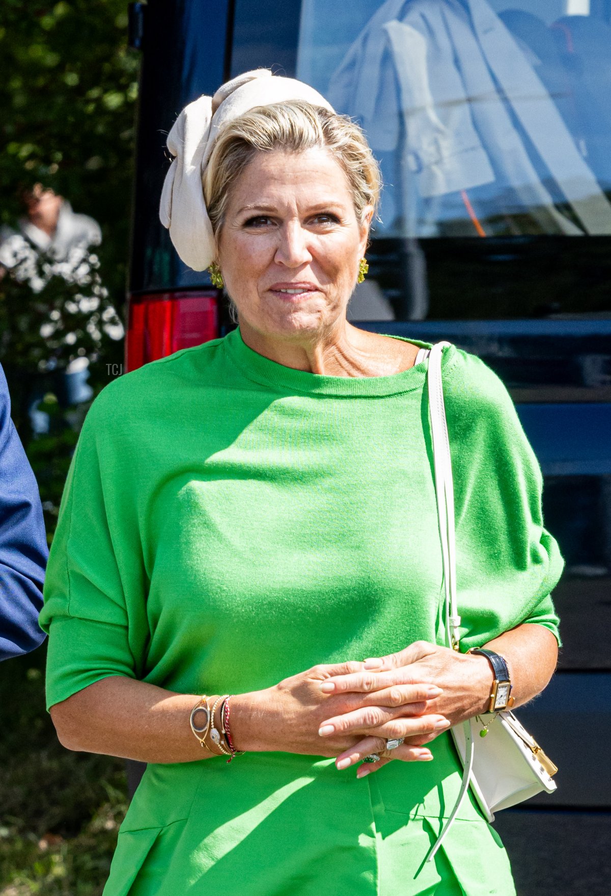 Queen Maxima of the Netherlands is pictured in Bennekom during a regional visit to the Gelderse Valley on August 31, 2023 (Patrick van Katwijk/Getty Images)