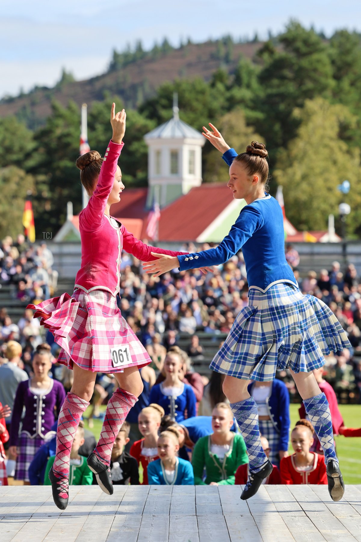 Dancers compete in the Highland Fling competition at the Braemar Gathering at the Princess Royal and Duke of Fife Memorial Park in Braemar, Scotland, on September 02, 2023 (Chris Jackson/Getty Images)