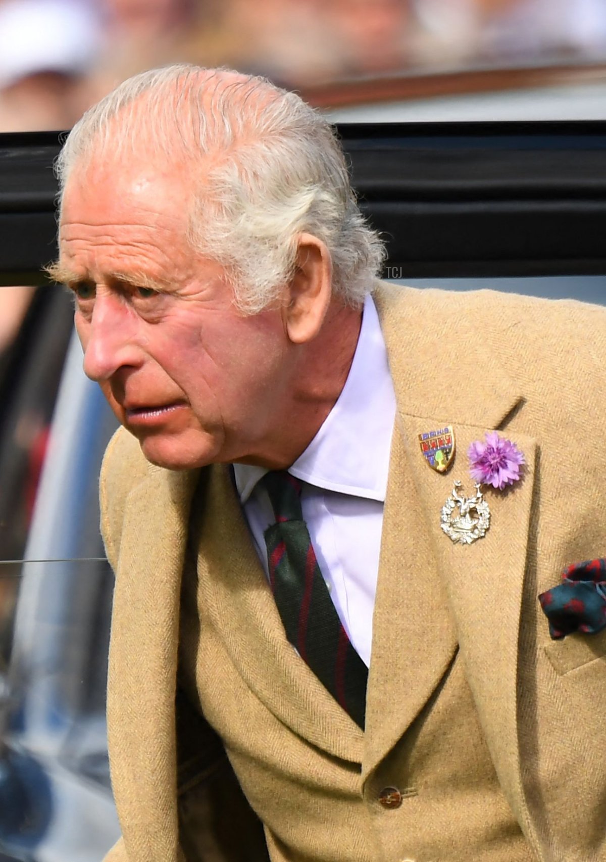 King Charles III attends the Braemar Gathering at the Princess Royal and Duke of Fife Memorial Park in Braemar, Scotland, on September 2, 2023 (ANDY BUCHANAN/AFP via Getty Images)