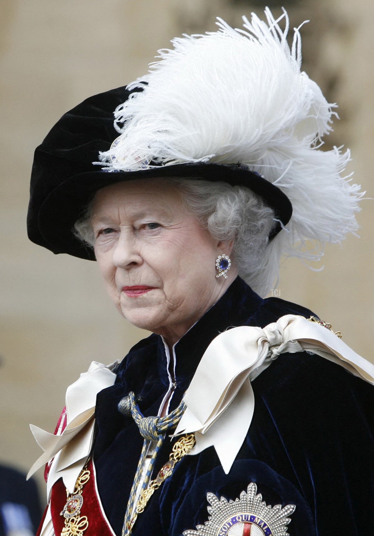 Queen Elizabeth II is pictured at St. George's Chapel, Windsor on Garter Day, June 15, 2009 (LUKE MACGREGOR/POOL/AFP via Getty Images)