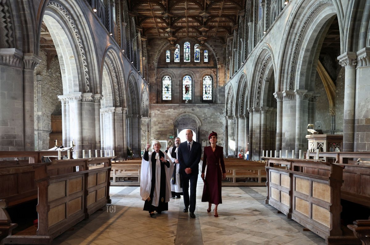 The Prince and Princess of Wales attend a service at St. David's Cathedral in Pembrokeshire, Wales, to commemorate the first anniversary of the death of Queen Elizabeth II, September 8, 2023 (Toby Melville - WPA Pool/Getty Images)