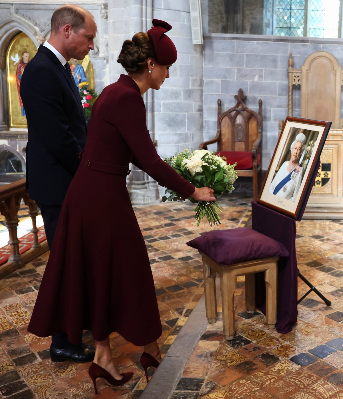 The Prince and Princess of Wales attend a service at St. David's Cathedral in Pembrokeshire, Wales, to commemorate the first anniversary of the death of Queen Elizabeth II, September 8, 2023 (Toby Melville - WPA Pool/Getty Images)