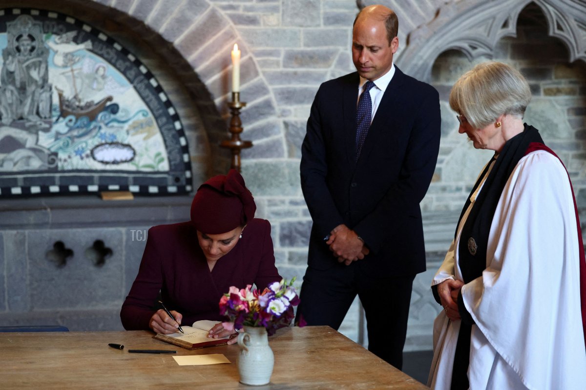 The Prince and Princess of Wales attend a service at St. David's Cathedral in Pembrokeshire, Wales, to commemorate the first anniversary of the death of Queen Elizabeth II, September 8, 2023 (Toby Melville - WPA Pool/Getty Images)
