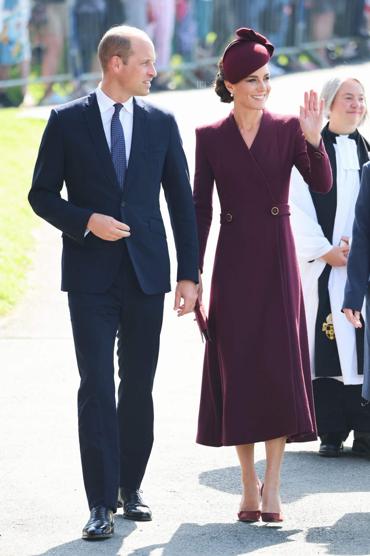 The Prince and Princess of Wales arrive for a service at St. David's Cathedral in Pembrokeshire, Wales, to commemorate the first anniversary of the death of Queen Elizabeth II, September 8, 2023 (Chris Jackson/Getty Images)