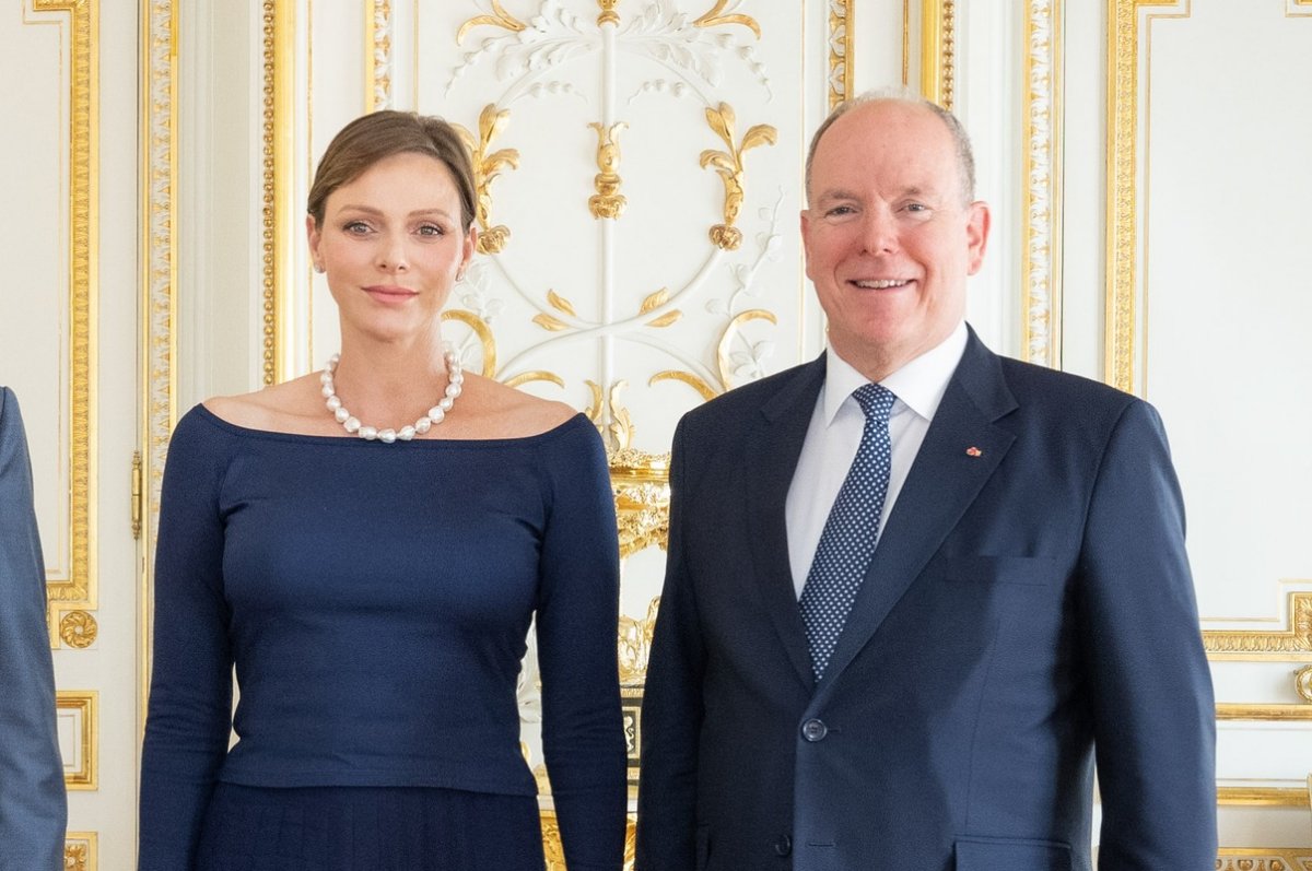 The Prince and Princess of Monaco receive the new Ambassador Extraordinary and Plenipotentiary of the French Republic to Monaco at the Palais Princier on September 5, 2023 (Palais Princier)