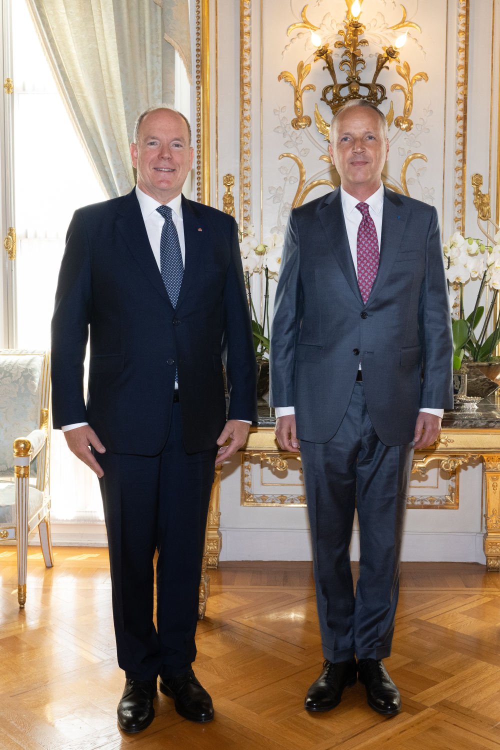 The Prince of Monaco receives the new Ambassador Extraordinary and Plenipotentiary of the French Republic to Monaco at the Palais Princier on September 5, 2023 (Palais Princier)