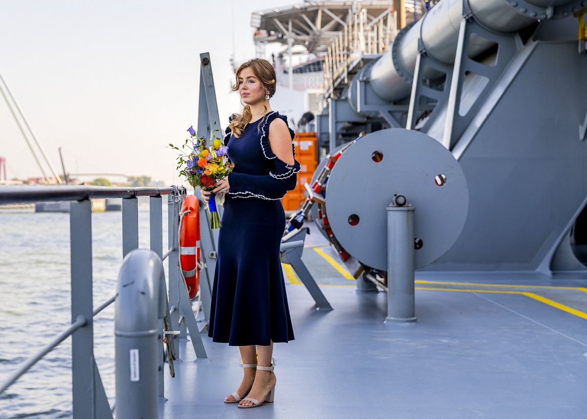 Princess Alexia of the Netherlands participates in a ship naming ceremony in Rotterdam on September 9, 2023 (REMKO DE WAAL/ANP/AFP via Getty Images)