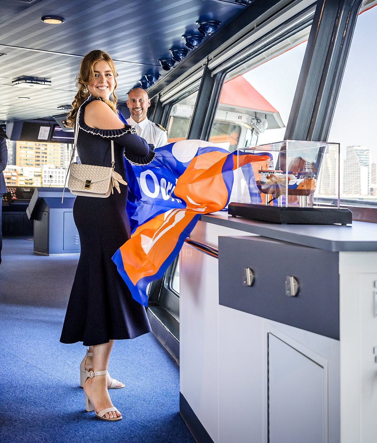 Princess Alexia of the Netherlands participates in a ship naming ceremony in Rotterdam on September 9, 2023 (REMKO DE WAAL/ANP/AFP via Getty Images)