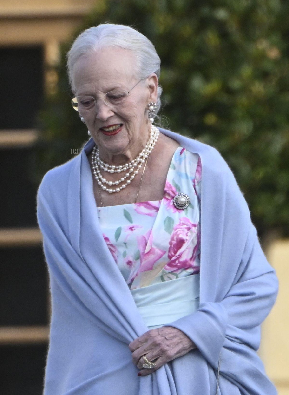 Queen Margrethe II of Denmark arrives at the Drottningholm Palace Theatre for a Golden Jubilee opera performance on September 14, 2023 (Fredrik Sandberg/TT News Agency/Alamy)