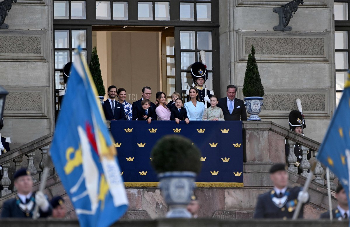 Members of Sweden's royal family gather at the Royal Palace during the Golden Jubilee celebrations for King Carl XVI Gustaf of Sweden in Stockholm on September 16, 2023 (JONATHAN NACKSTRAND/AFP via Getty Images)