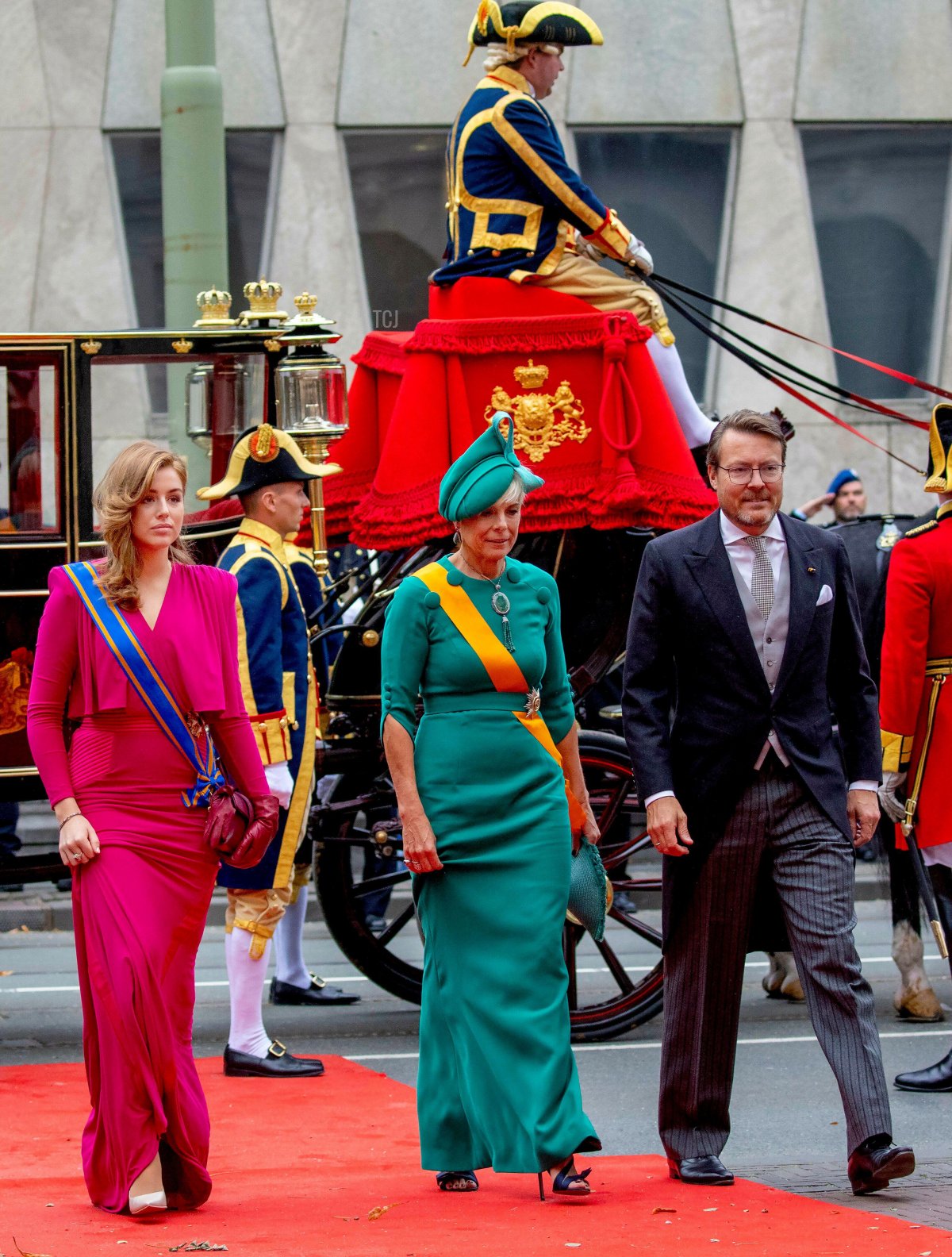 Princess Alexia, Princess Laurentien, and Prince Constantijn of the Netherlands arrive at the Royal Theater in The Hague for Prinsjedag on September 19, 2023 (Albert Nieboer/DPA Picture Alliance/Alamy)