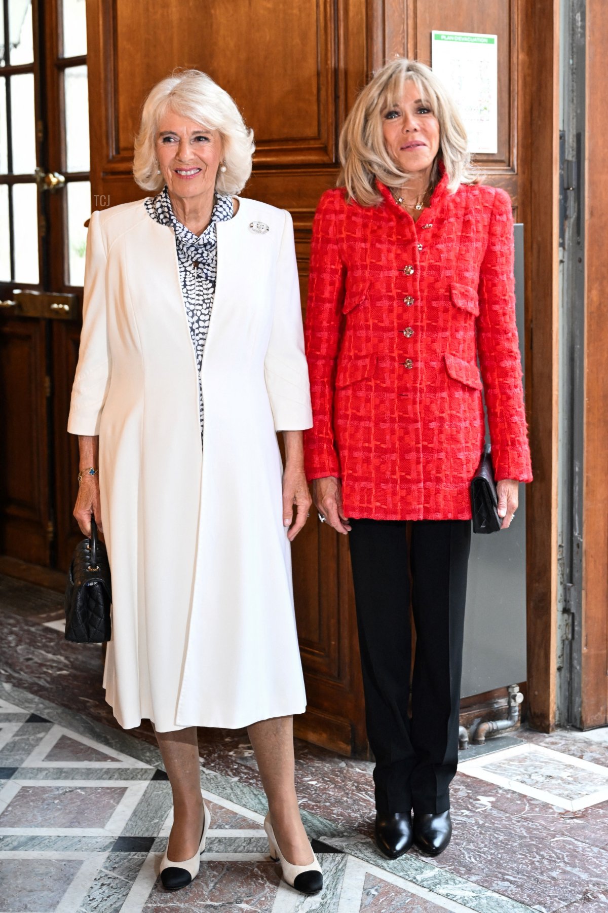 Queen Camilla of the United Kingdom and Brigitte Macron visit the French National Library in Paris during the British state visit to France, September 21, 2023 (BERTRAND GUAY/POOL/AFP via Getty Images)