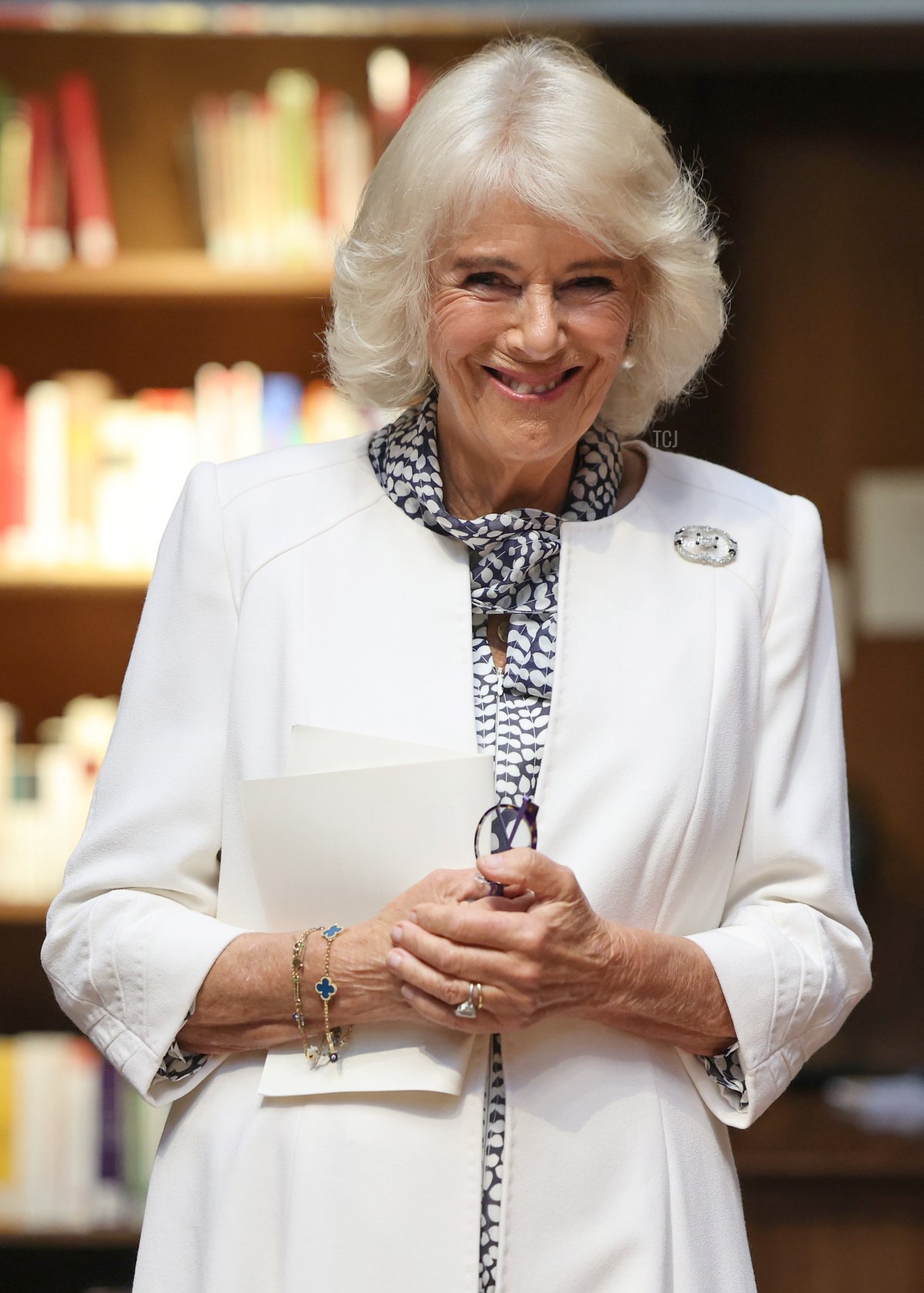 Queen Camilla of the United Kingdom visits the French National Library in Paris during the British state visit to France, September 21, 2023 (Chris Jackson/Getty Images)