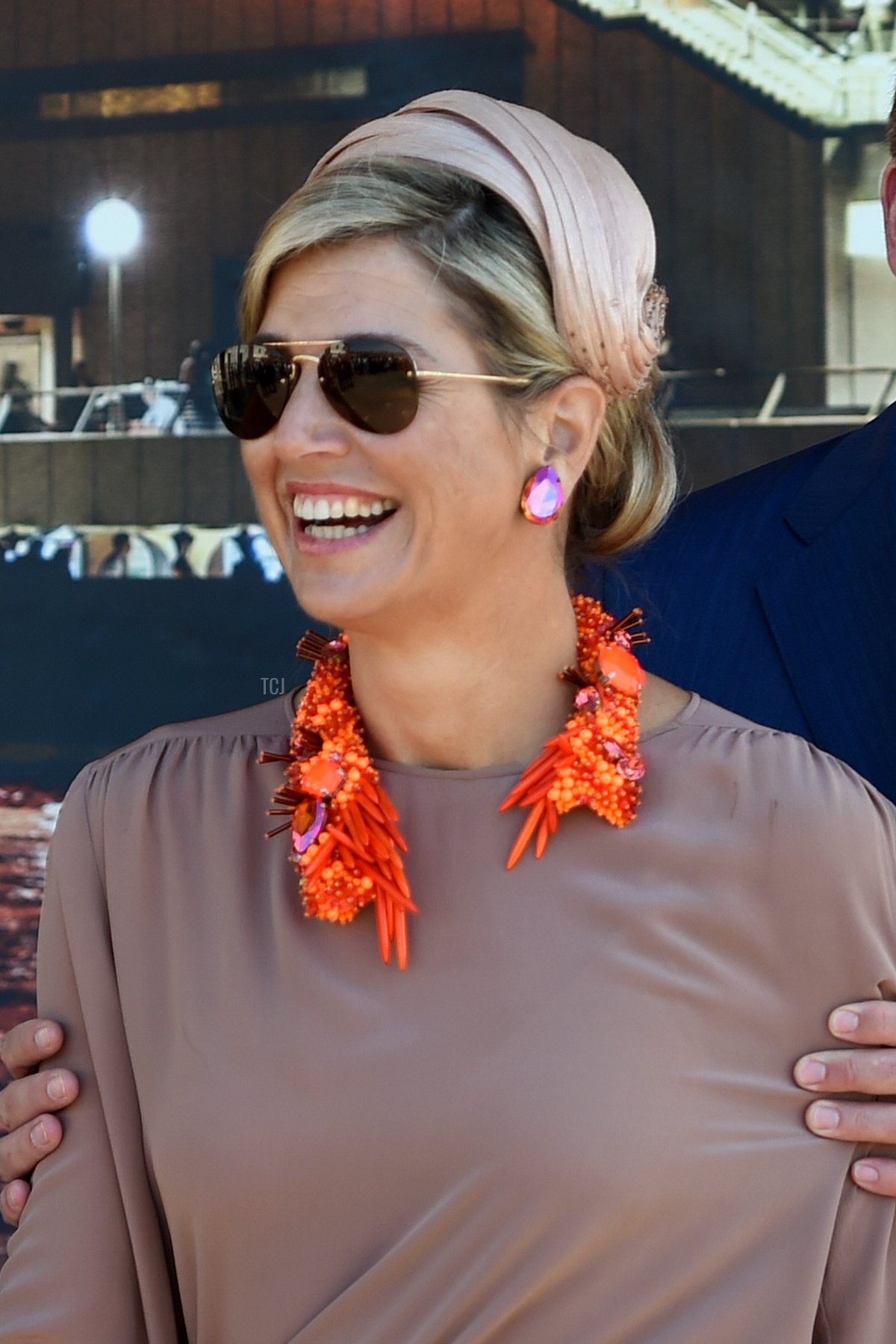 Queen Maxima of the Netherlands smiles during a visit to Cockatoo Island in Sydney, Australia on November 3, 2016 (SAEED KHAN/AFP via Getty Images)