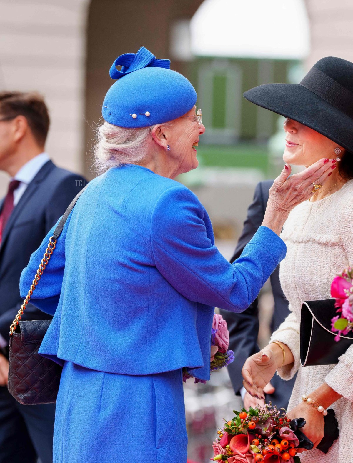 Queen Margrethe II and Crown Princess Mary of Denmark attend the opening of parliament at Christiansborg Palace in Copenhagen on October 3, 2023 (LISELOTTE SABROE/Ritzau Scanpix/AFP via Getty Images)