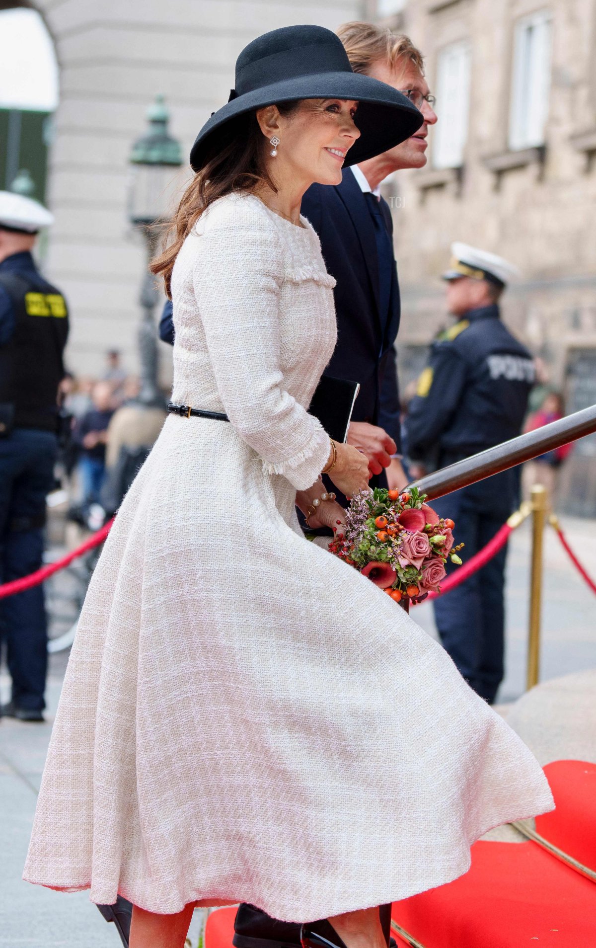 Crown Princess Mary of Denmark attends the opening of parliament at Christiansborg Palace in Copenhagen on October 3, 2023 (LISELOTTE SABROE/Ritzau Scanpix/AFP via Getty Images)