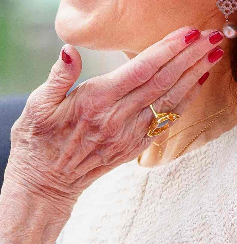Queen Margrethe II and Crown Princess Mary of Denmark attend the opening of parliament at Christiansborg Palace in Copenhagen on October 3, 2023 (LISELOTTE SABROE/Ritzau Scanpix/AFP via Getty Images)