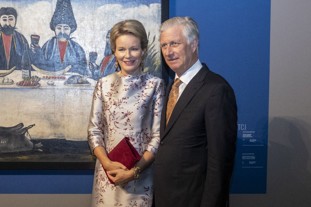 King Philippe and Queen Mathilde of the Belgians visit the Europalia Art Festival in Brussels on October 4, 2023 (HATIM KAGHAT/Belga/AFP via Getty Images)