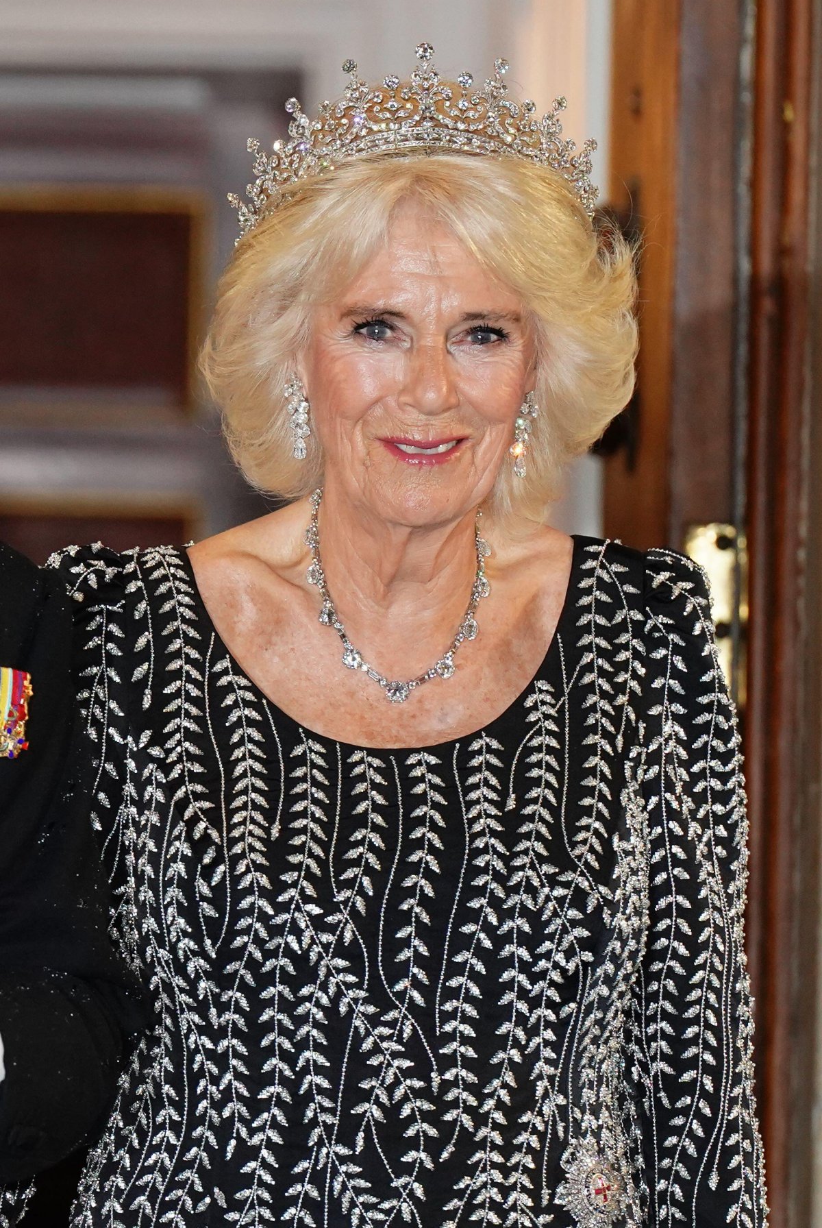 King Charles III and Queen Camilla of the United Kingdom attend a dinner at Mansion House in London on October 18, 2023 (Aaron Chown/PA Images/Alamy)