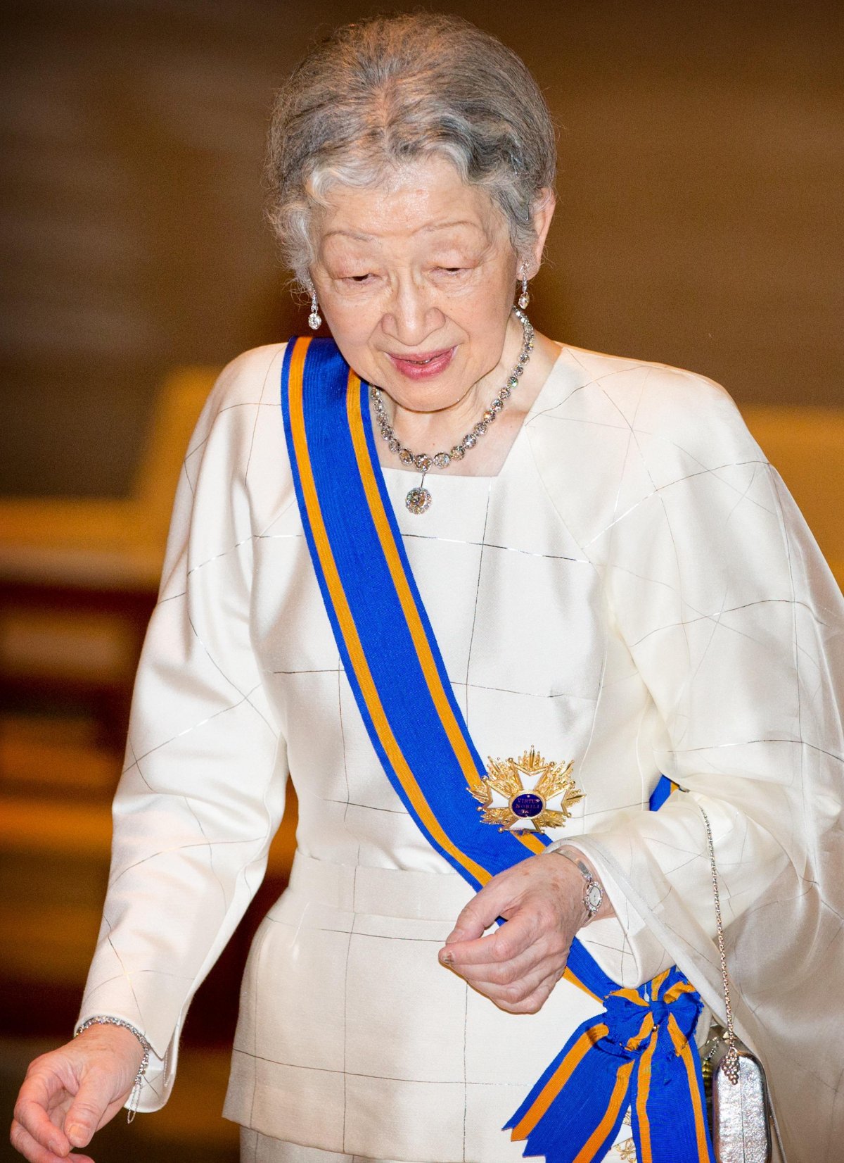 Empress Michiko of Japan attends a state dinner at the Imperial Palace in Tokyo during the Dutch state visit to Japan on October 29, 2014 (Patrick van Katwijk/DPA Picture Alliance/Alamy)