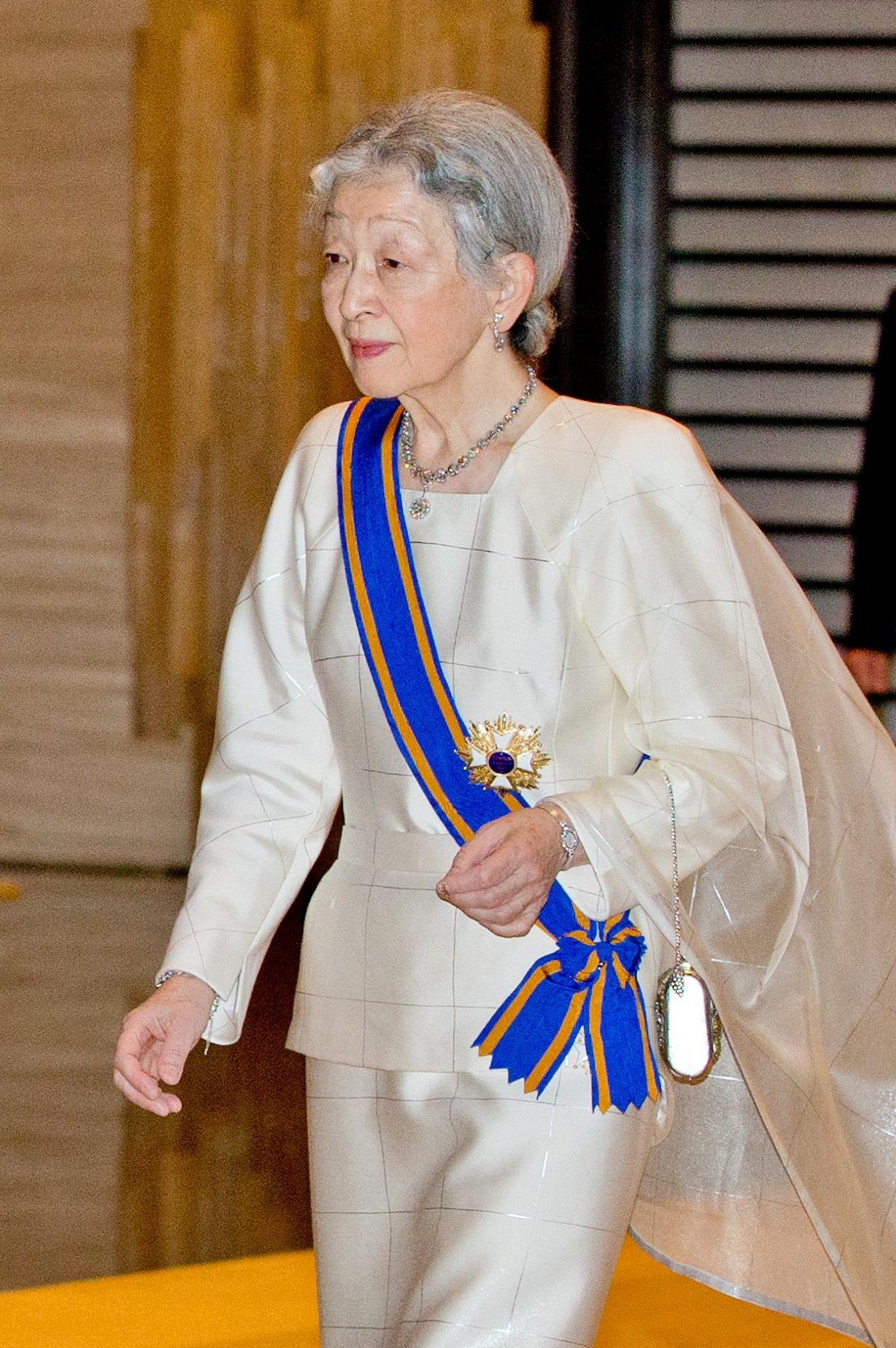 Empress Michiko of Japan attends a state dinner at the Imperial Palace in Tokyo during the Dutch state visit to Japan on October 29, 2014 (Patrick van Katwijk/DPA Picture Alliance/Alamy)