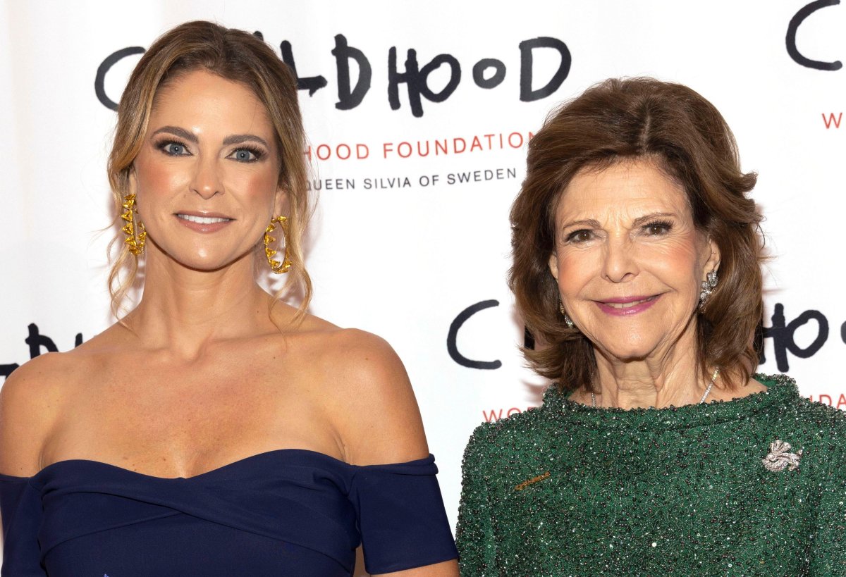 Queen Silvia and Princess Madeleine of Sweden attend the World Childhood Foundation Gala in New York on October 16, 2023 (Pontus Hook/TT News Agency/Alamy)