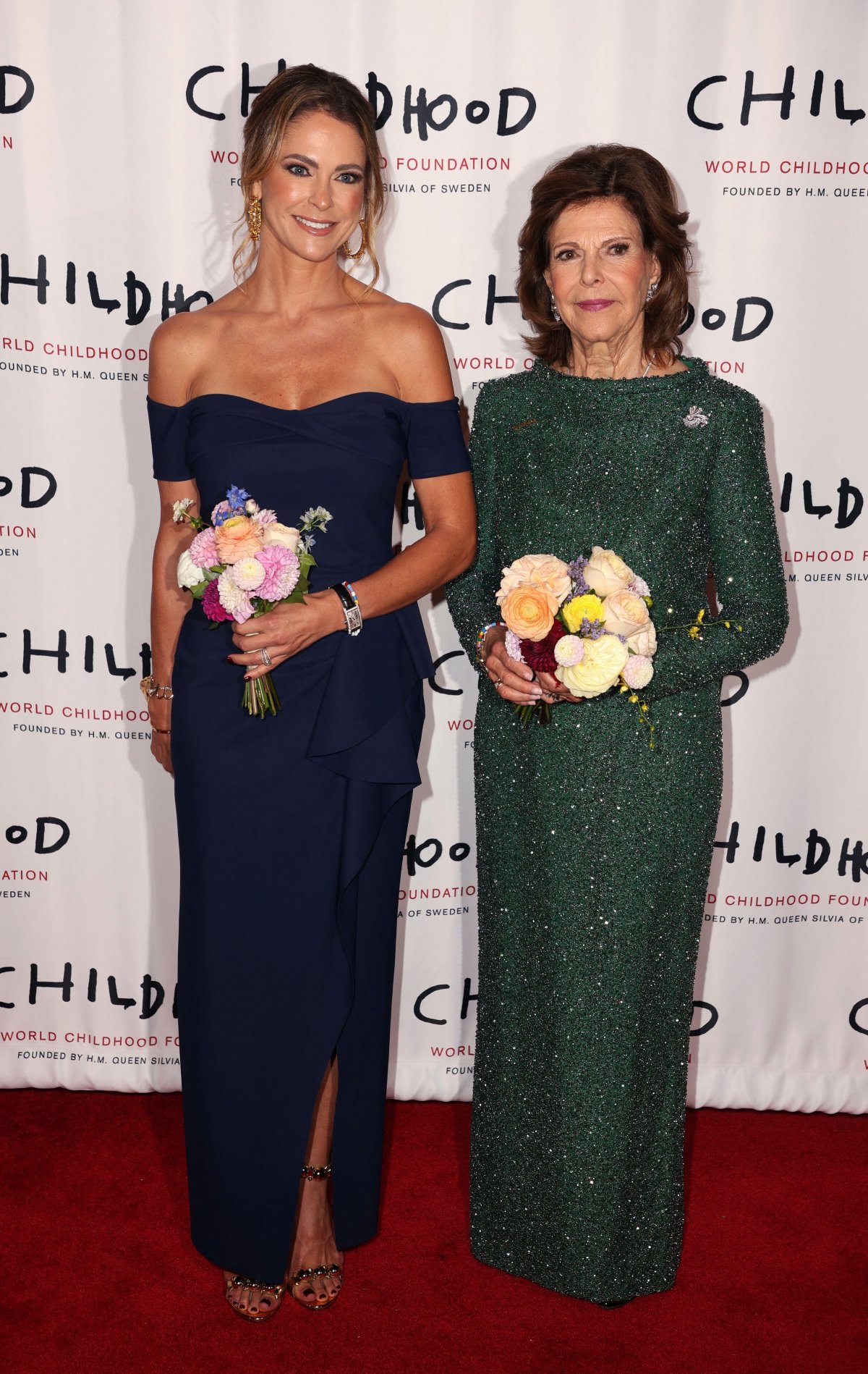 Queen Silvia and Princess Madeleine of Sweden attend the World Childhood Foundation Gala in New York on October 16, 2023 (Charles Guerin/Abaca Press/Alamy)