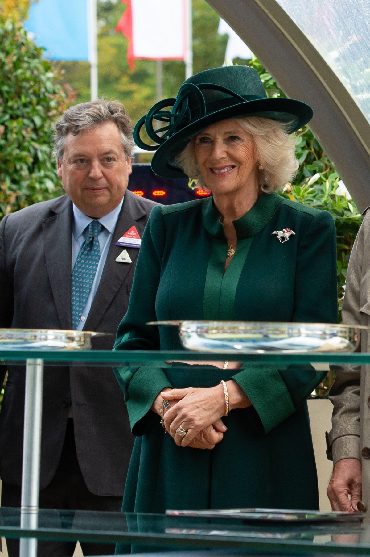 Queen Camilla attends the QIPCO British Champions Day at Ascot Racecourse on October 21, 2023 (Maureen McLean/Alamy)