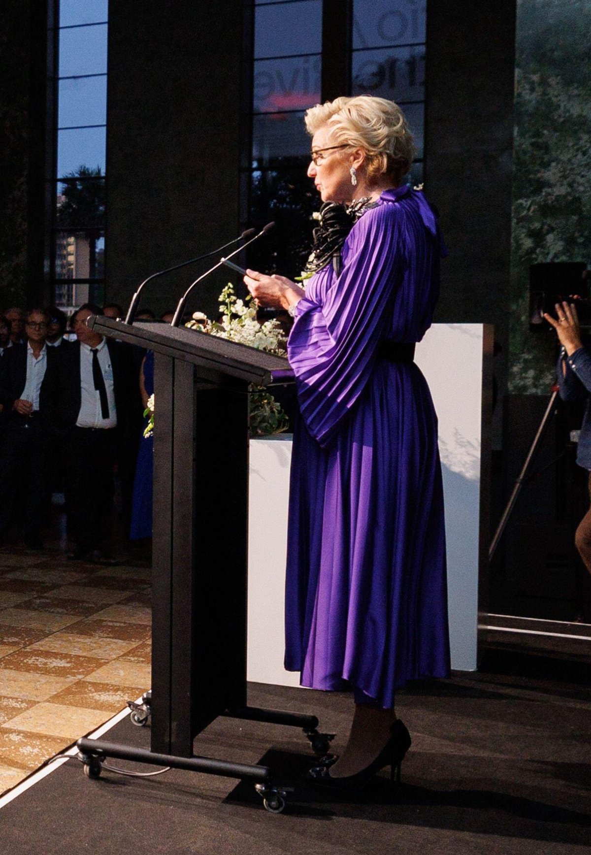 Princess Astrid of Belgium delivers a speech at an official reception during the Belgian economic mission to Australia in Sydney on October 23, 2023 (BENOIT DOPPAGNE/Belga News Agency/Alamy)