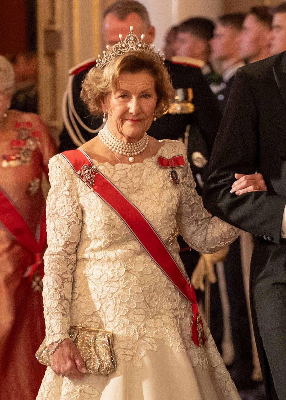 The Queen of Norway attends a gala dinner for representatives of the Storting at the Royal Palace in Oslo on October 26, 2023 (Frederik Ringnes/NTB/Alamy)