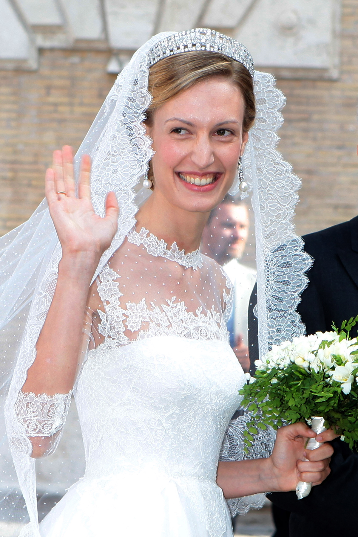 Elisabetta Maria Rosboch von Wolkenstein arrives for her wedding to Prince Amedeo of Belgium in Rome on July 5, 2014 (Elisabetta Villa/Getty Images)