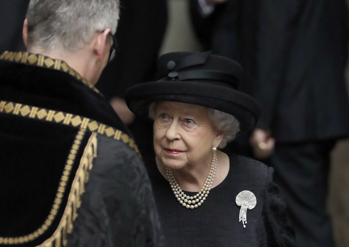 Queen Elizabeth II is pictured after the funeral service of Patricia Knatchbull, Countess Mountbatten of Burma at St Paul's Church in Knightsbridge on June 27, 2017 (Matt Dunham-WPA Pool/Getty Images)