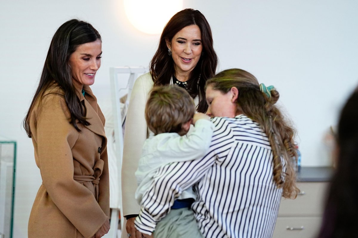 The Queen of Spain and the Crown Princess of Denmark visit Mary Elisabeth Hospital in Copenhagen on November 7, 2023 (Martin Sylvest/Ritzau Scanpix/Alamy)