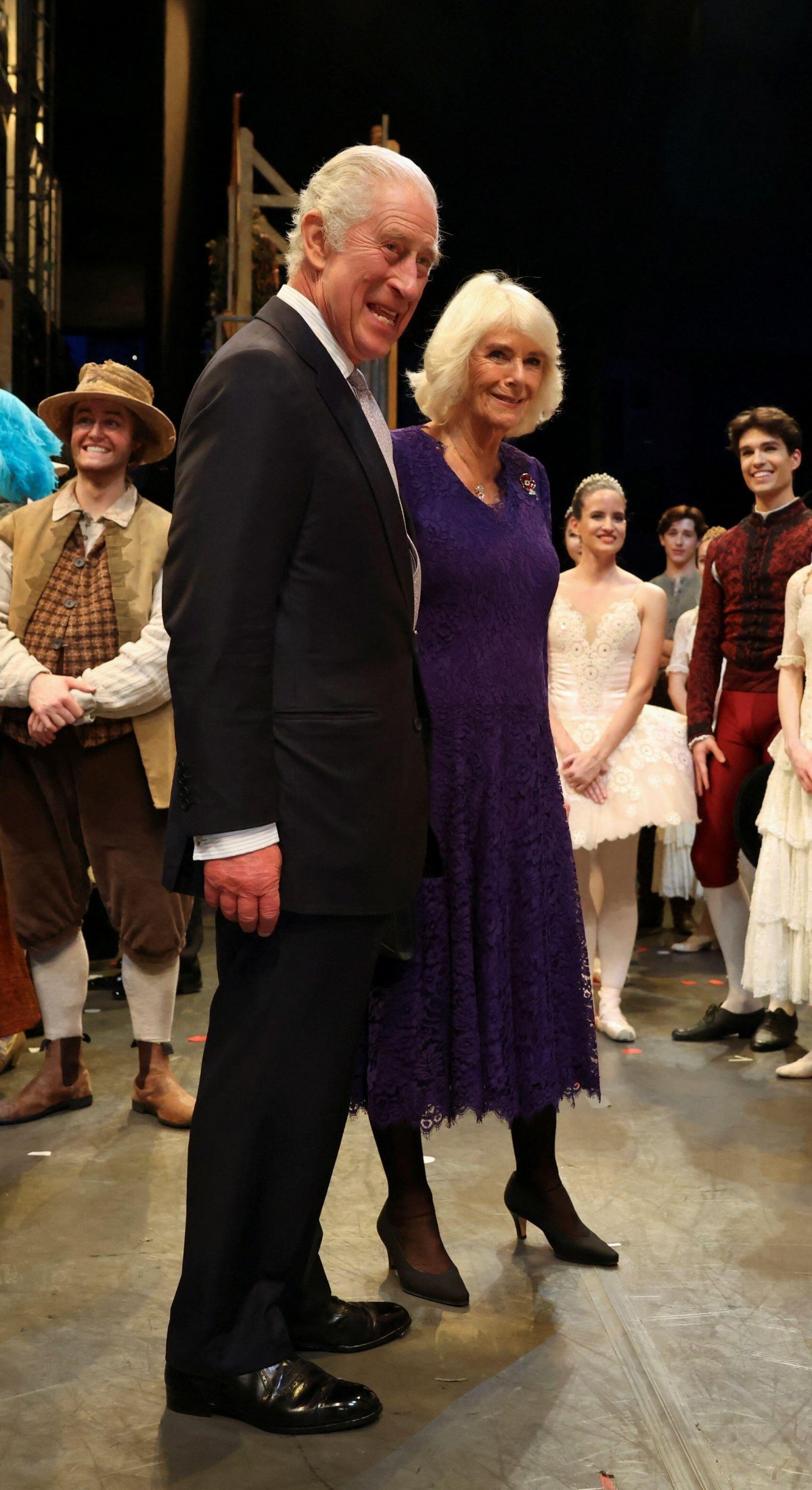 King Charles III and Queen Camilla attend the Royal Ballet's performance of Carlos Acosta's Don Quixote at the Royal Opera House in Covent Garden, November 7, 2023 (Hollie Adams/PA Images/Alamy)