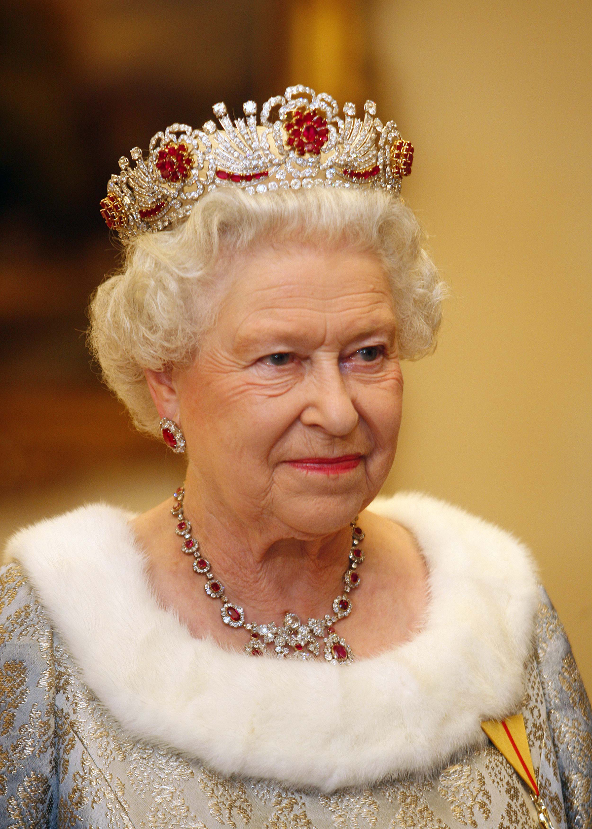 Queen Elizabeth is pictured before an official diner with the Slovenian President at Brdo Castle on October 21, 2008 (SRDJAN ZIVULOVIC/AFP/Getty Images)