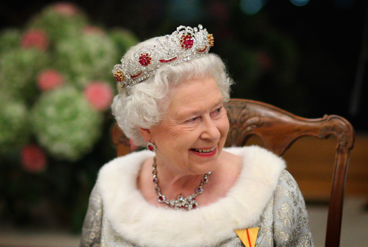 Queen Elizabeth is pictured during an official diner with the Slovenian President at Brdo Castle on October 21, 2008 (Chris Jackson/Getty Images)