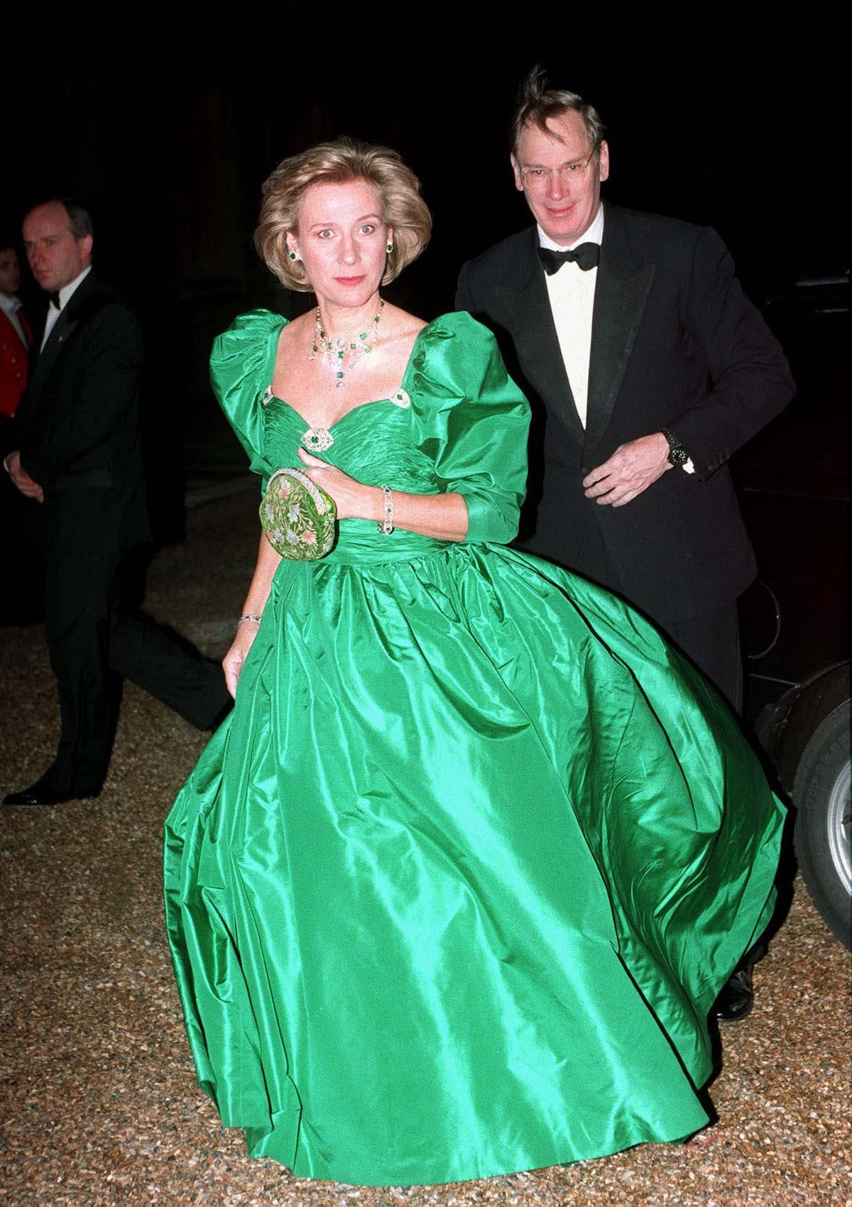 The Duke and Duchess of Gloucester arrive for a gala celebrating the 50th wedding anniversary of Queen Elizabeth II and Prince Philip at Windsor Castle on November 20, 1997 (Zuma Press/Alamy)