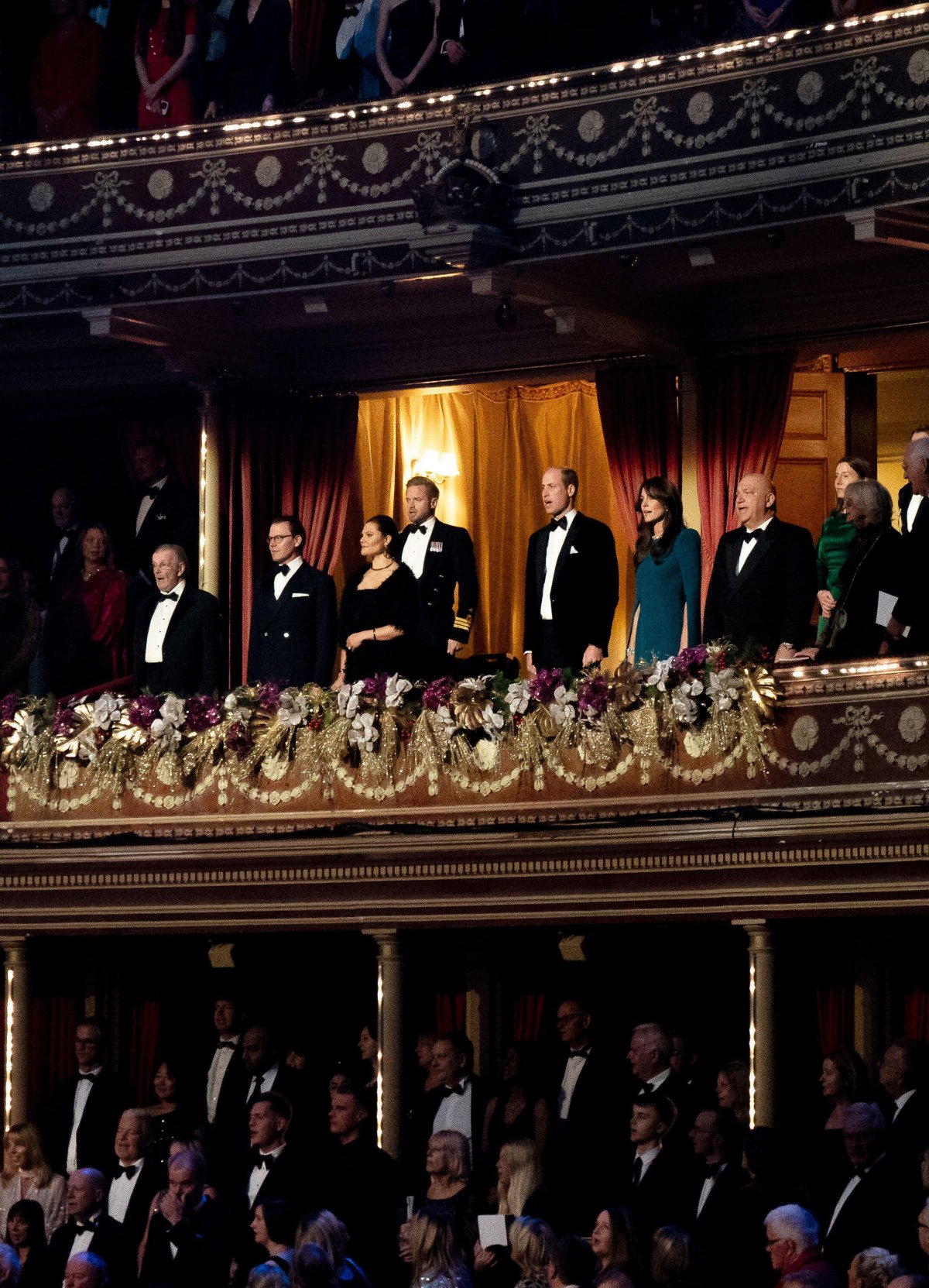 The Prince and Princess of Wales, with Crown Princess Victoria and Prince Daniel of Sweden, attend the Royal Variety Performance in London on November 30, 2023 (Aaron Chown/PA Images/Alamy)