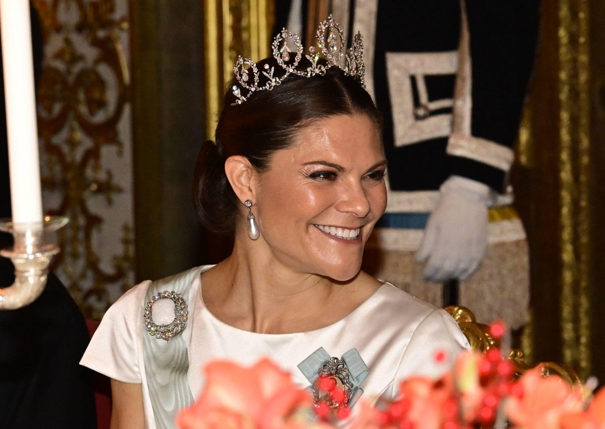 Crown Princess Victoria of Sweden attends the King's Dinner for Nobel laureates at the Royal Palace in Stockholm on December 11, 2023 (Jonas Ekströmer/TT News Agency/Alamy)