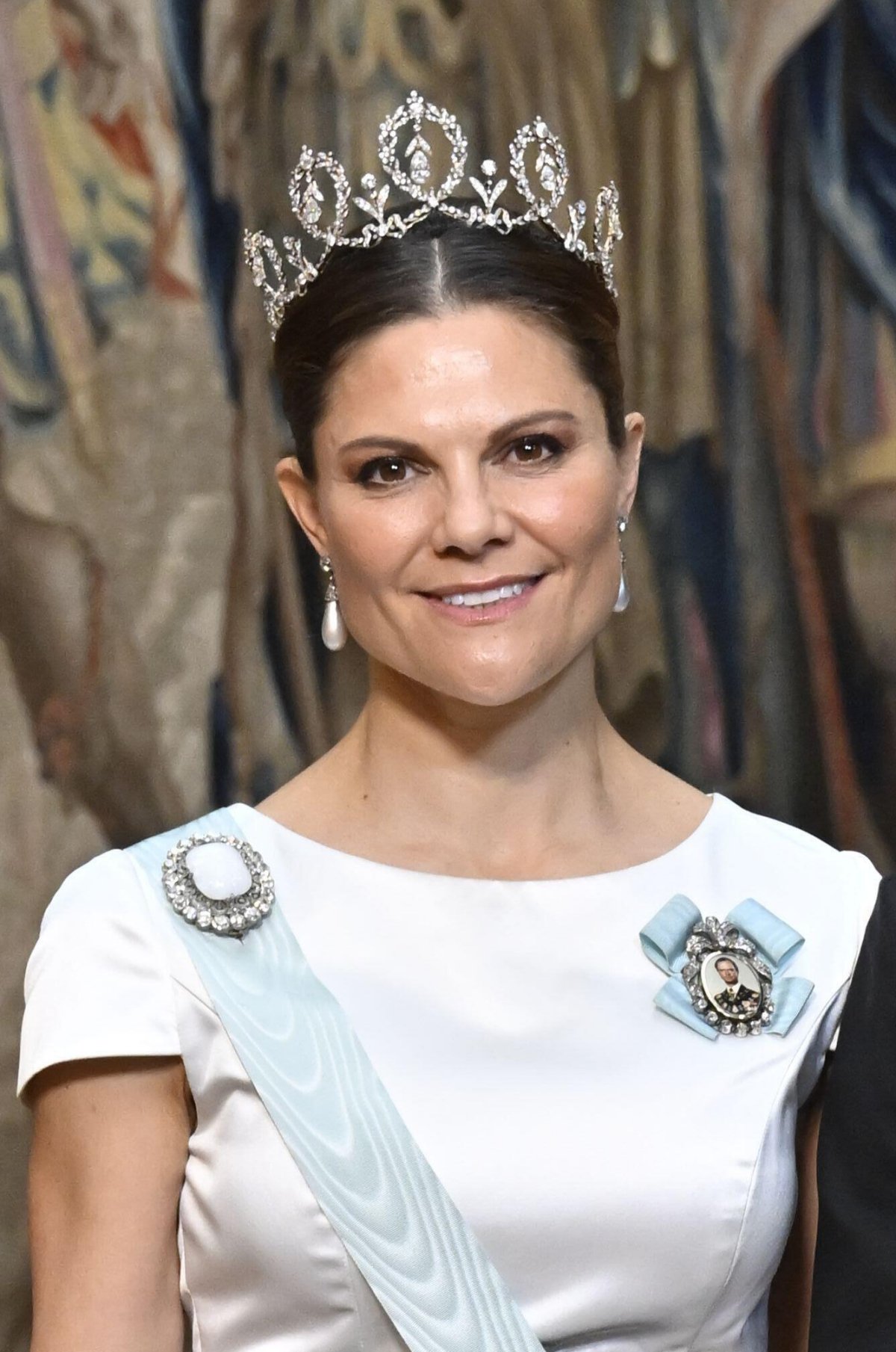 Crown Princess Victoria of Sweden attends the King's Dinner for Nobel laureates at the Royal Palace in Stockholm on December 11, 2023 (Jonas Ekströmer/TT News Agency/Alamy)