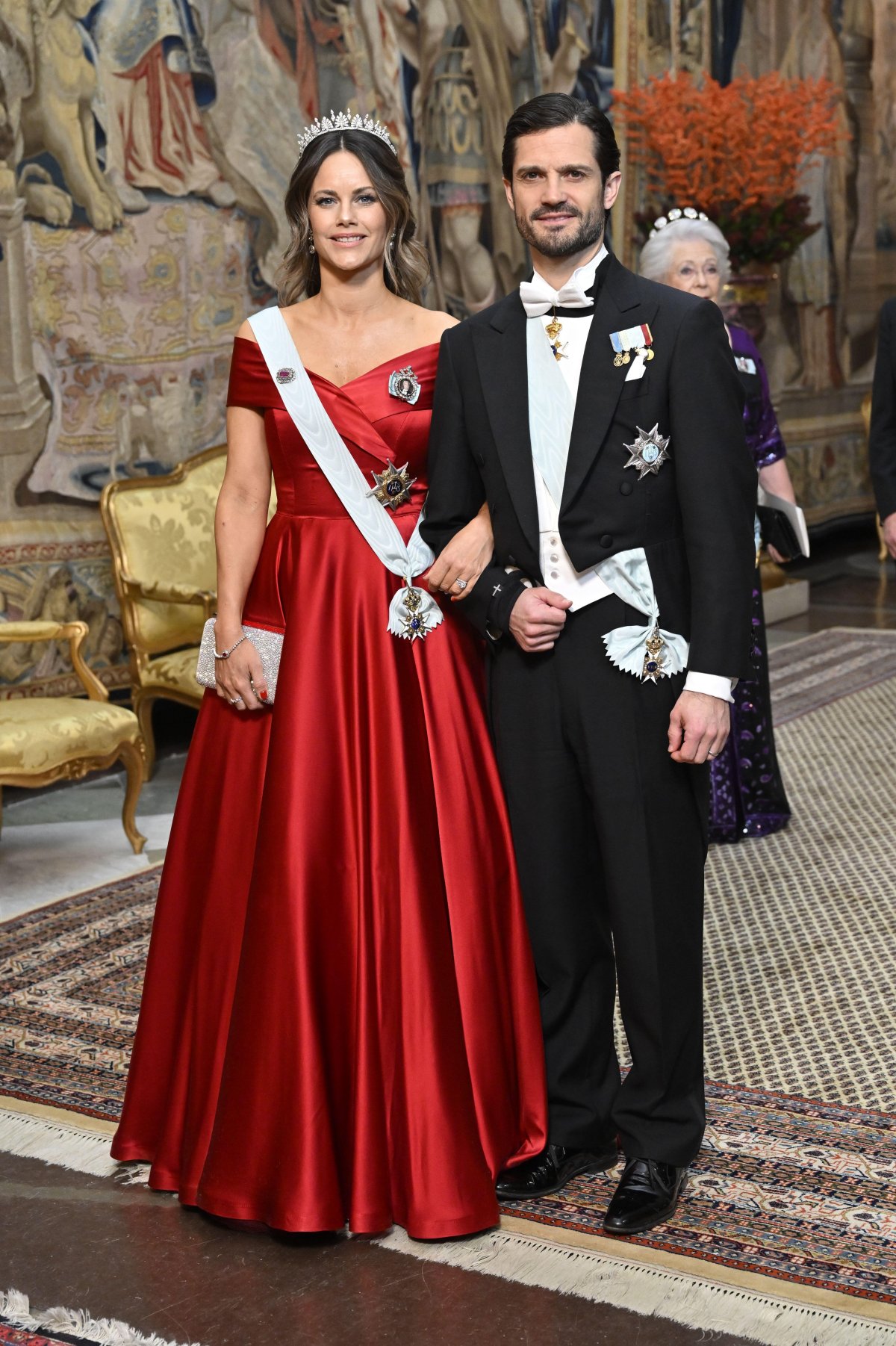 Prince Carl Philip and Princess Sofia of Sweden attend the King's Dinner for Nobel laureates at the Royal Palace in Stockholm on December 11, 2023 (Jonas Ekströmer/TT News Agency/Alamy)
