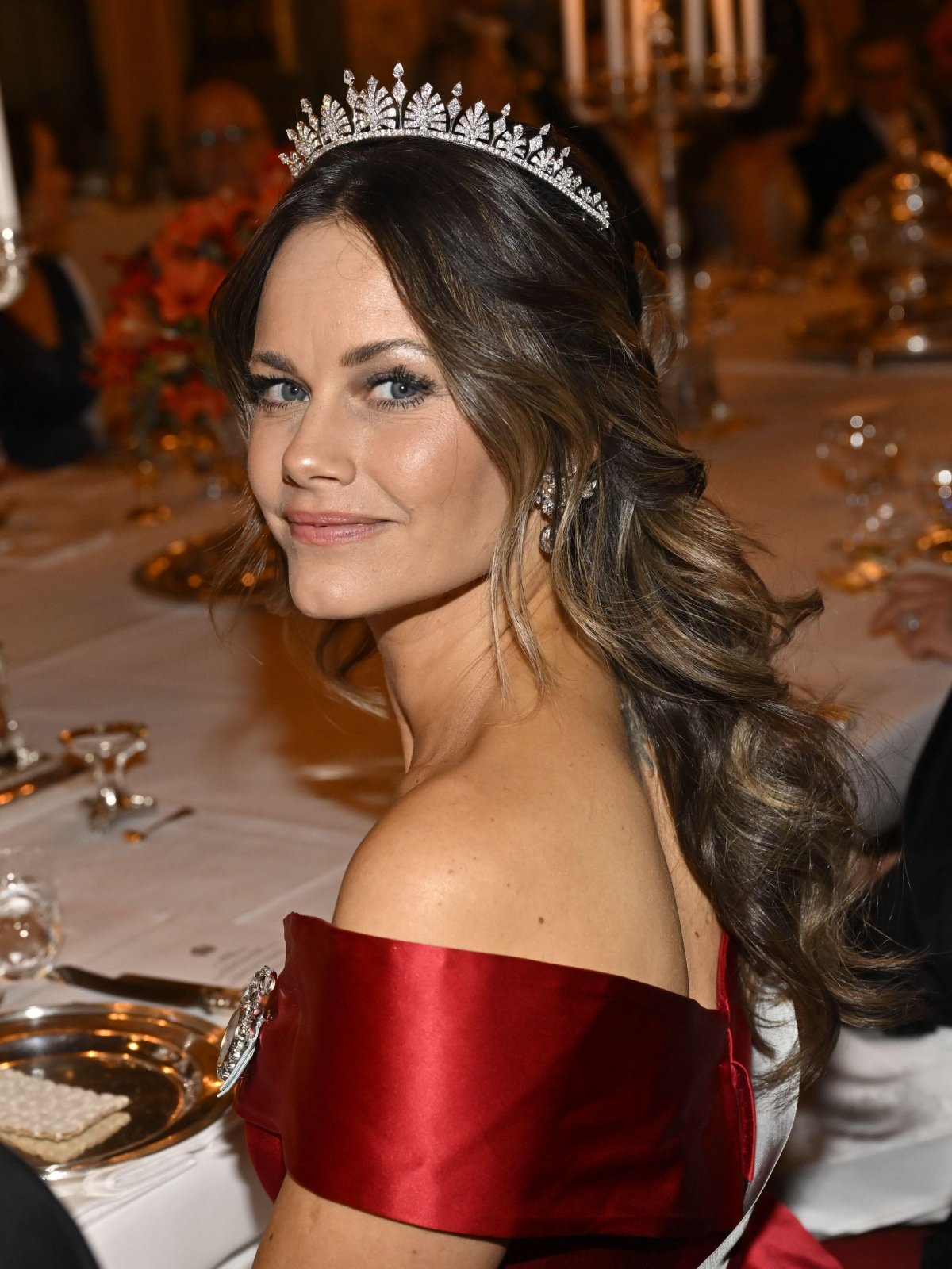 Princess Sofia of Sweden attends the King's Dinner for Nobel laureates at the Royal Palace in Stockholm on December 11, 2023 (Jonas Ekströmer/TT News Agency/Alamy)