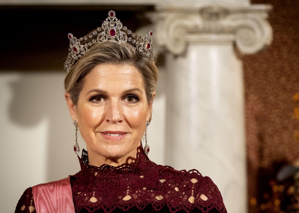 Queen Maxima of the Netherlands attends a state banquet in honor of the visiting President of South Korea at the Royal Palace in Amsterdam on December 12, 2023 (KOEN VAN WEEL/ANP/Alamy)