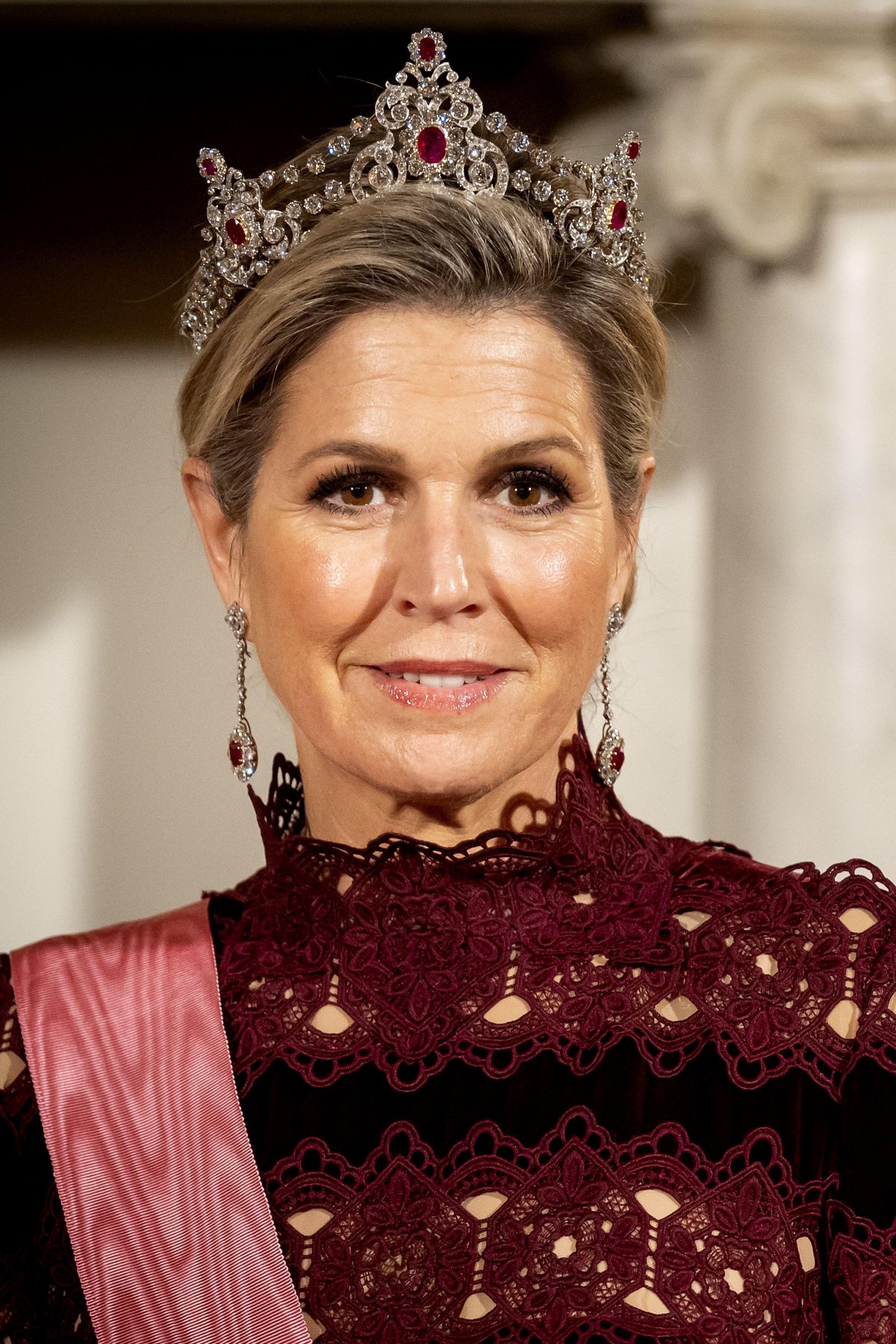 Queen Maxima of the Netherlands attends a state banquet in honor of the visiting President of South Korea at the Royal Palace in Amsterdam on December 12, 2023 (KOEN VAN WEEL/ANP/Alamy)