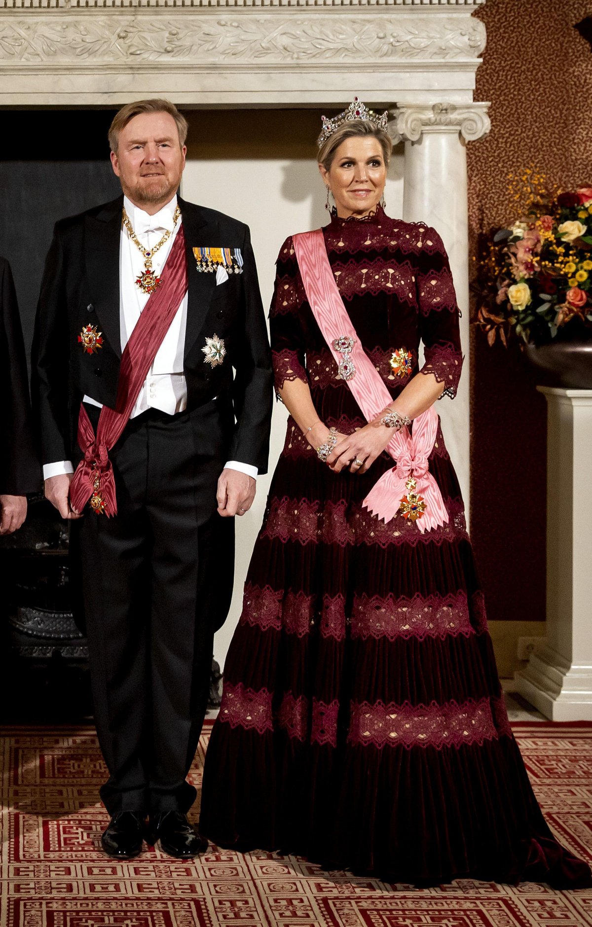 King Willem-Alexander and Queen Maxima of the Netherlands attend a state banquet in honor of the visiting President of South Korea at the Royal Palace in Amsterdam on December 12, 2023 (KOEN VAN WEEL/ANP/Alamy)