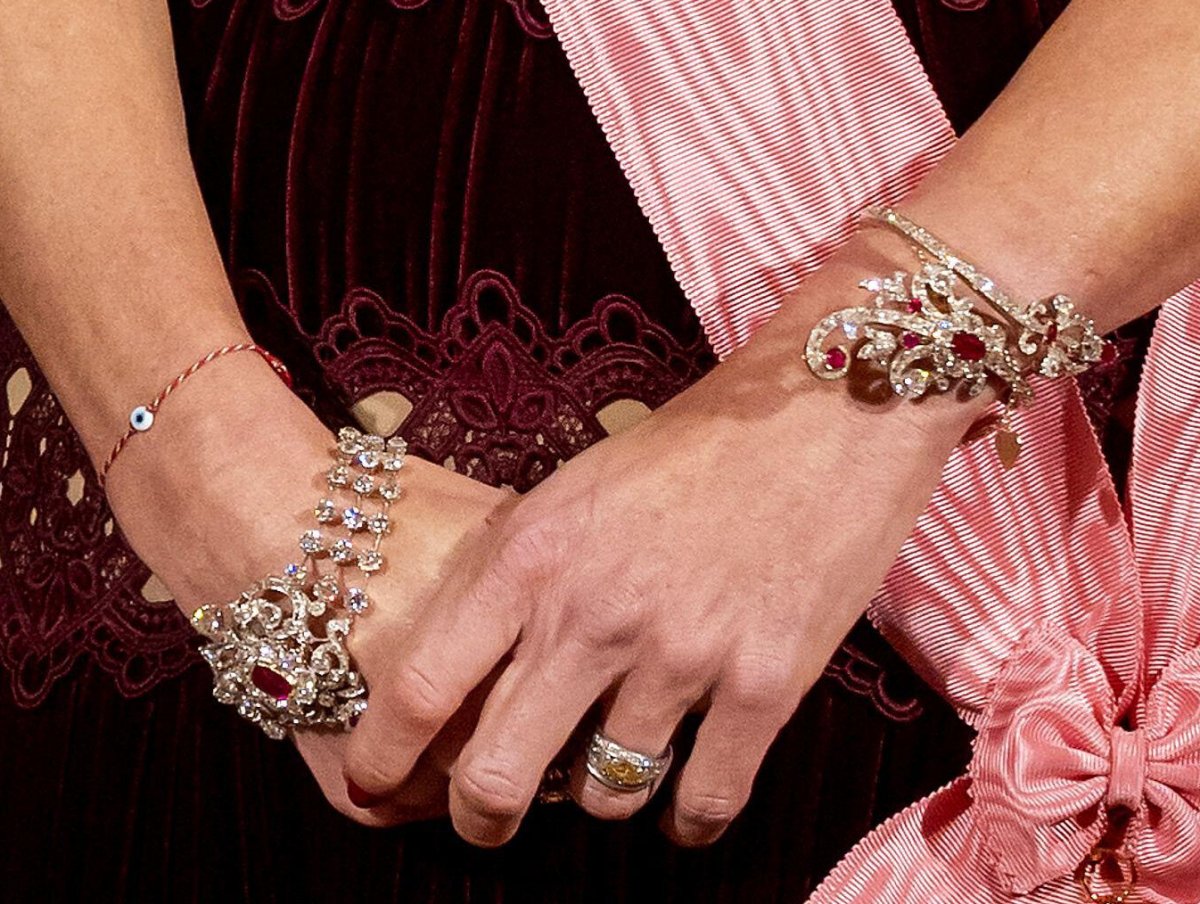 Queen Maxima of the Netherlands attends a state banquet in honor of the visiting President of South Korea at the Royal Palace in Amsterdam on December 12, 2023 (KOEN VAN WEEL/ANP/Alamy)