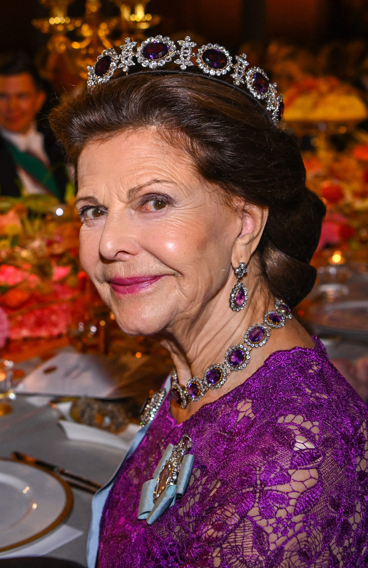 Queen Silvia of Sweden attends the Nobel Prize banquet in Stockholm on December 10, 2022 (JONATHAN NACKSTRAND/AFP via Getty Images)